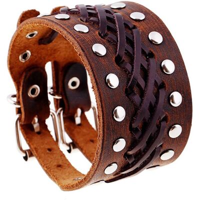 Zense - Bracelet de force homme biker en cuir ajustable marron ZB0325 - Publicité Zense - Bracelet de force homme biker en cuir ajustable marron ZB0325 - Publicité
