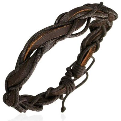 Bracelet homme - ZENSE - Cuir marron tressé - Ajustable 19cm à 22cm - ZB0127-A - Publicité Bracelet homme - ZENSE - Cuir marron tressé - Ajustable 19cm à 22cm - ZB0127-A - Publicité