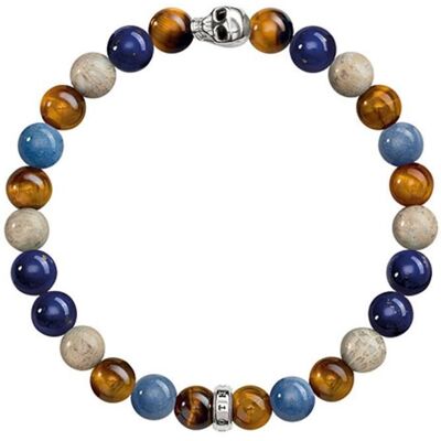 Bracelet - THOMAS SABO - Multicolore - Perles de dumortiérite - Oeil de tigre - Jaspe - Publicité Bracelet - THOMAS SABO - Multicolore - Perles de dumortiérite - Oeil de tigre - Jaspe - Publicité