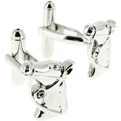 Clj Charles Le Jeune - Boutons de manchette - Tête de cheveaux - Gris argent - Homme Gris - Publicité Clj Charles Le Jeune - Boutons de manchette - Tête de cheveaux - Gris argent - Homme Gris - Publicité