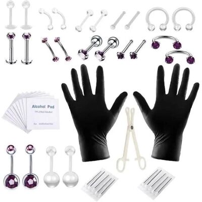 NOBRAND Kit De Piercing Corporel Bijoux De Piercing Kit De Perçage De Nez Professionnel en Acier Inoxydable Aiguilles Pi ANNEAU DE PIERCING - Publicité NOBRAND Kit De Piercing Corporel Bijoux De Piercing Kit De Perçage De Nez Professionnel en Acier Inoxydable Aiguilles Pi ANNEAU DE PIERCING - Publicité