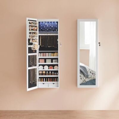SONGMICS Armoire à Bijoux Mural pour Colliers Boucles dOreilles avec Miroir Divers Compartiments Verrouillable Blanc Blanc - Publicité SONGMICS Armoire à Bijoux Mural pour Colliers Boucles dOreilles avec Miroir Divers Compartiments Verrouillable Blanc Blanc - Publicité