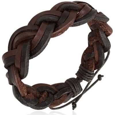 Zense - Bracelet homme ZB0053 en cuir marron et noir tressé ajustable - Publicité Zense - Bracelet homme ZB0053 en cuir marron et noir tressé ajustable - Publicité