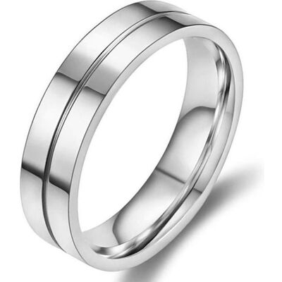 Zense - Bague argentée avec rainure pour homme ZR0166 - Publicité Zense - Bague argentée avec rainure pour homme ZR0166 - Publicité