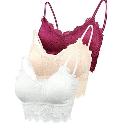 Brassière de Sport Femme - 3PCS - Sans Armature - Dentelle - Blanc Blanc - Publicité Brassière de Sport Femme - 3PCS - Sans Armature - Dentelle - Blanc Blanc - Publicité