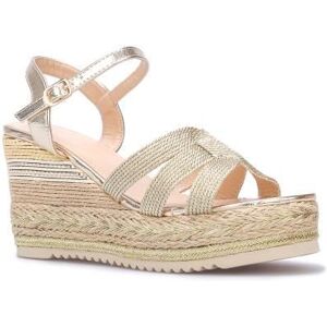 LA MODEUSE Sandales à brides tressées et croisées avec boucle réglable sur la cheville.Modèle compensé en cordage tressé avec détails Blanc - Publicité LA MODEUSE Sandales à brides tressées et croisées avec boucle réglable sur la cheville.Modèle compensé en cordage tressé avec détails Blanc - Publicité