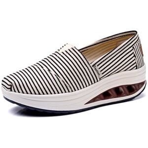 INSFITY Mocassins à Plateforme Confortables pour Femmes Imprime Rayure Bout Rond - Noir Noir - Publicité INSFITY Mocassins à Plateforme Confortables pour Femmes Imprime Rayure Bout Rond - Noir Noir - Publicité