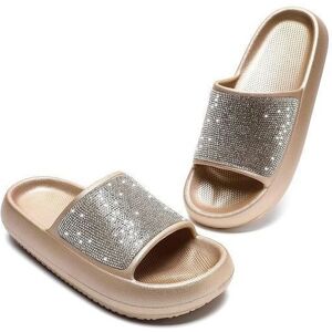 WAYSOLAND Tongs Femme Dorées Semelle Épaisse Nuage avec Cristaux - Claquettes Plage Antidérapantes Confort & Élégance Été T40 EU Jaune - Publicité WAYSOLAND Tongs Femme Dorées Semelle Épaisse Nuage avec Cristaux - Claquettes Plage Antidérapantes Confort & Élégance Été T40 EU Jaune - Publicité