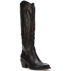 LA MODEUSE Bottes hautes style santiags en simili cuir.Modèle avec motifs en surpiqures.Dotées dun zip et de deux languettes. pour femme - Noir - Publicité LA MODEUSE Bottes hautes style santiags en simili cuir.Modèle avec motifs en surpiqures.Dotées dun zip et de deux languettes. pour femme - Noir - Publicité