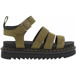 Nu-pieds - Dr. Martens - Modèle BLAIRE - Cuir nubuck - Talon plateau 4 cm - Couleur kaki Vert - Publicité Nu-pieds - Dr. Martens - Modèle BLAIRE - Cuir nubuck - Talon plateau 4 cm - Couleur kaki Vert - Publicité