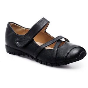 LA MODEUSE Ballerine plate (2cm de talon sur semelle crantée) à bout rond en simili cuir et lanières croisées à lavant. pour femme - Noir - Publicité LA MODEUSE Ballerine plate (2cm de talon sur semelle crantée) à bout rond en simili cuir et lanières croisées à lavant. pour femme - Noir - Publicité