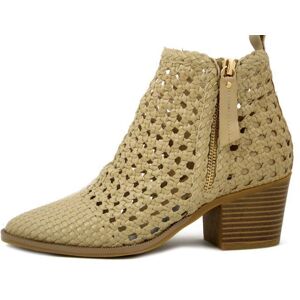 Bottine pour Femme - CARMELA - Cuir tissé - Beige - Zip Beige - Publicité Bottine pour Femme - CARMELA - Cuir tissé - Beige - Zip Beige - Publicité