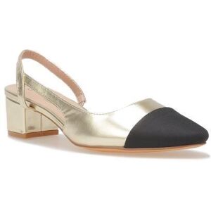LA MODEUSE Escarpins bi-matières - Dore - Femme - Talon aiguille - Bride élastique - Semelle intérieure rembourrée - Publicité LA MODEUSE Escarpins bi-matières - Dore - Femme - Talon aiguille - Bride élastique - Semelle intérieure rembourrée - Publicité