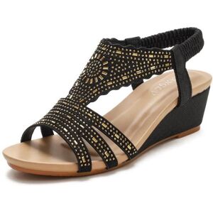 INSFITY Sandales Compensées Femme Ete Strass Confortable Chaussures de Plage Bout Ouvert Pour Plage Vacances Noir - Publicité INSFITY Sandales Compensées Femme Ete Strass Confortable Chaussures de Plage Bout Ouvert Pour Plage Vacances Noir - Publicité