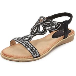 Sandales Femme Plates INSFITY - Noir - Polyuréthane - Confortable et Antidérapant Noir - Publicité Sandales Femme Plates INSFITY - Noir - Polyuréthane - Confortable et Antidérapant Noir - Publicité