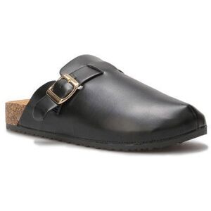 LA MODEUSE Mules plates en simili avec bride.Dotées dune bride à boucle métallique et dune semelle arrière en liège. pour femme - Tongs Noir - Publicité LA MODEUSE Mules plates en simili avec bride.Dotées dune bride à boucle métallique et dune semelle arrière en liège. pour femme - Tongs Noir - Publicité