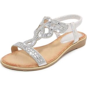 Sandales Femme Ete Plates INSFITY - Argente - Confortable et Antidérapant Noir - Publicité Sandales Femme Ete Plates INSFITY - Argente - Confortable et Antidérapant Noir - Publicité