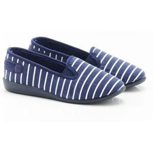 Damart - Chaussons rayés - Marine Rayé Bleu - Publicité Damart - Chaussons rayés - Marine Rayé Bleu - Publicité