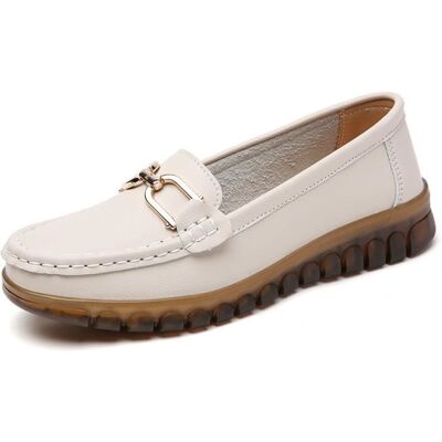 INSFITY Mocassins Femme en Cuir Souple - Beige Blanc Violet - Publicité INSFITY Mocassins Femme en Cuir Souple - Beige Blanc Violet - Publicité