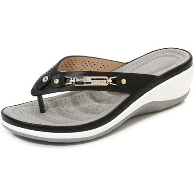 INSFITY Tongs Femme Compensée de Plage Ete Antidérapant Noir avec Strass - Marque - Modèle Noir - Publicité INSFITY Tongs Femme Compensée de Plage Ete Antidérapant Noir avec Strass - Marque - Modèle Noir - Publicité