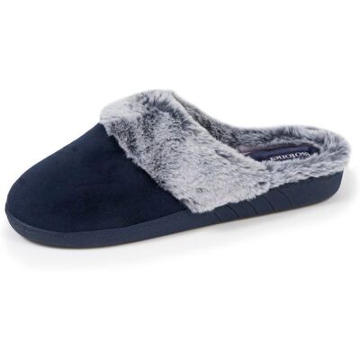 Isotoner Chaussons semelle ergonomique confort velours marine femme Bleu - Publicité Isotoner Chaussons semelle ergonomique confort velours marine femme Bleu - Publicité