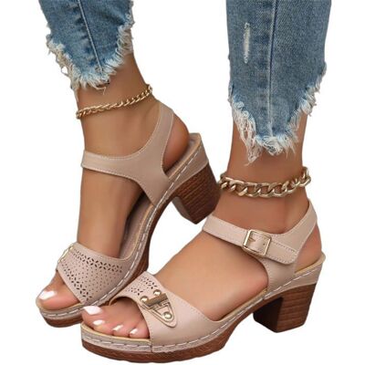 Sandales Femme - Kaki - Sandale de Plage en Cuir PU Antidérapant Talon Haut Chaussures Confort été 36-43 - Publicité Sandales Femme - Kaki - Sandale de Plage en Cuir PU Antidérapant Talon Haut Chaussures Confort été 36-43 - Publicité