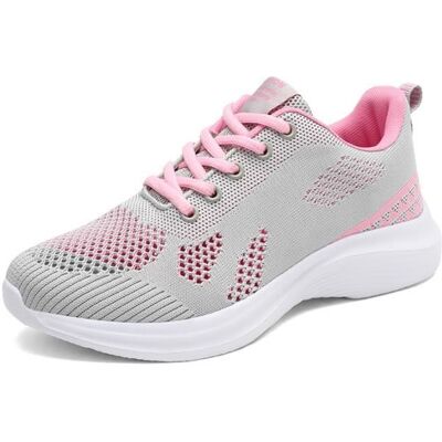 Basket Femme INSFITY en Maille Respirante Textile Plat - Gris-Rose Gris - Publicité Basket Femme INSFITY en Maille Respirante Textile Plat - Gris-Rose Gris - Publicité