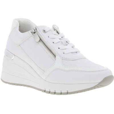 marco tozzi Baskets basses talon compensé haut Blanc - Publicité marco tozzi Baskets basses talon compensé haut Blanc - Publicité