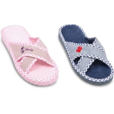 OZABI-Pantoufle Mule Femme Pack 2 Paires Sangles Croisees Imprimees MD10046 X2B - Publicité OZABI-Pantoufle Mule Femme Pack 2 Paires Sangles Croisees Imprimees MD10046 X2B - Publicité