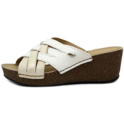 Mule pour Femme - ATEMA - Cuir souple - Blanc - Talon compensé Blanc - Publicité Mule pour Femme - ATEMA - Cuir souple - Blanc - Talon compensé Blanc - Publicité