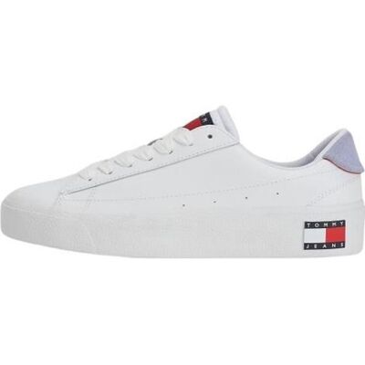 Tommy Hilfiger Baskets Jean Tommy Vulcanized Blancs Femme Blanc - Publicité Tommy Hilfiger Baskets Jean Tommy Vulcanized Blancs Femme Blanc - Publicité