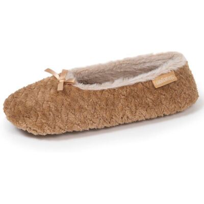 Isotoner Chaussons micro éponge semelle antidérapante camel femme Beige - Publicité Isotoner Chaussons micro éponge semelle antidérapante camel femme Beige - Publicité