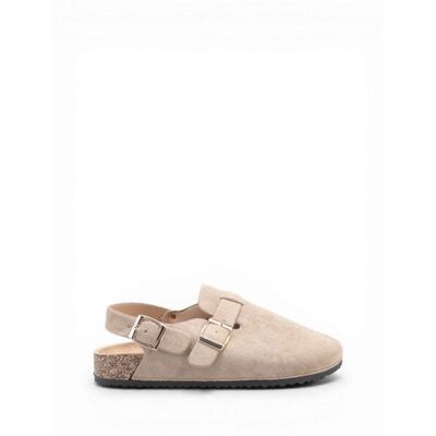 Mules en suédine avec bride à boucle.Dotées dune bride arrière à boucle métallique.Modèle avec semelle en liège. pour femme - Tongs Marron - Publicité Mules en suédine avec bride à boucle.Dotées dune bride arrière à boucle métallique.Modèle avec semelle en liège. pour femme - Tongs Marron - Publicité