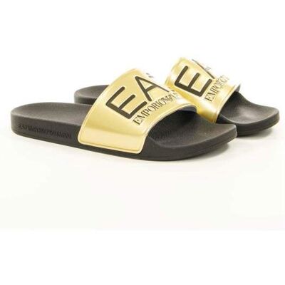 Sandale Homme EA7 Emporio Armani SLIPPER VISIBILITY - Or - Synthétique - A élastique Jaune - Publicité Sandale Homme EA7 Emporio Armani SLIPPER VISIBILITY - Or - Synthétique - A élastique Jaune - Publicité