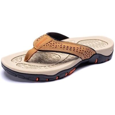 INSFITY Tongs Homme Été Antidérapante Confortable - Marron Kaki - Cuir - Adulte Marron - Publicité INSFITY Tongs Homme Été Antidérapante Confortable - Marron Kaki - Cuir - Adulte Marron - Publicité