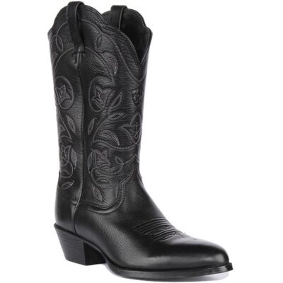Ariat Heritage R Toe Botte western en cuir pleine fleur pour femme en noir (Noir 38.5) Noir - Publicité Ariat Heritage R Toe Botte western en cuir pleine fleur pour femme en noir (Noir 38.5) Noir - Publicité
