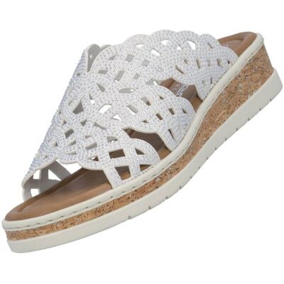 Rieker Mules pour Femme V4189-80 Blanc Blanc - Publicité Rieker Mules pour Femme V4189-80 Blanc Blanc - Publicité