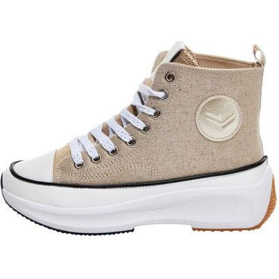 Basket à Lacets Montante Kaporal Christa - Beige Irise Blanc - Publicité Basket à Lacets Montante Kaporal Christa - Beige Irise Blanc - Publicité