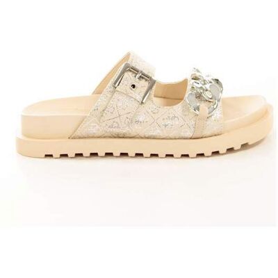 Claquette Guess Femme Fatema logo 4G Beige Synthétique Beige - Publicité Claquette Guess Femme Fatema logo 4G Beige Synthétique Beige - Publicité