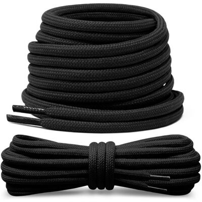 Lacets ronds et épais noirs 120 cm Diamètre 4 mm Lacet noir pour chaussures de randonnées de travail ou de sécurité Noir - Publicité Lacets ronds et épais noirs 120 cm Diamètre 4 mm Lacet noir pour chaussures de randonnées de travail ou de sécurité Noir - Publicité
