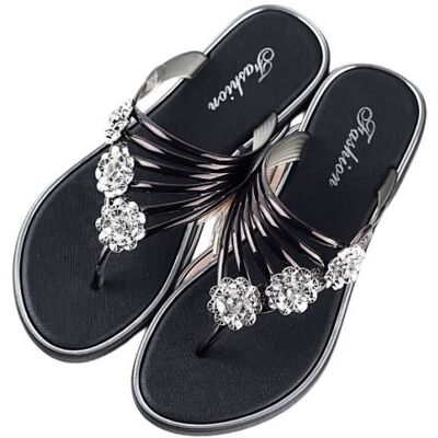 FONDUPIN Tongs Femme - Marque - Modèle - Accents de Diamants Stylés - Plage Flip Flop Antidérapant Blanc - Publicité FONDUPIN Tongs Femme - Marque - Modèle - Accents de Diamants Stylés - Plage Flip Flop Antidérapant Blanc - Publicité