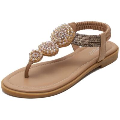Sandale Femme - MOBIGARLAN - Brides Cristaux - Cuir Kaki - Talon Plat Blanc - Publicité Sandale Femme - MOBIGARLAN - Brides Cristaux - Cuir Kaki - Talon Plat Blanc - Publicité