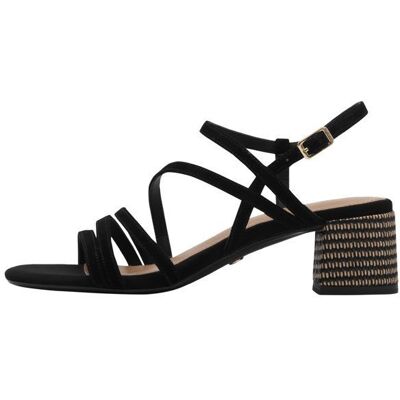 Sandales à Talon Cuir Tamaris - Noir Noir - Publicité Sandales à Talon Cuir Tamaris - Noir Noir - Publicité