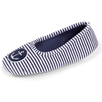 Isotoner Chaussons en velours rayures fille Bleu - Publicité Isotoner Chaussons en velours rayures fille Bleu - Publicité