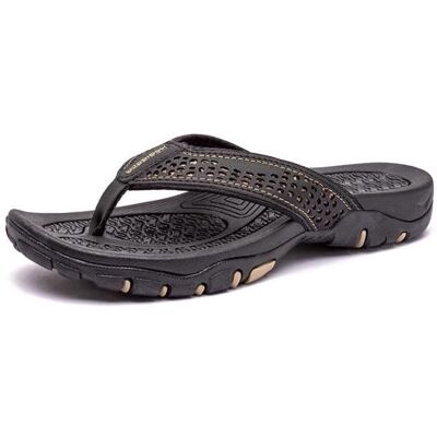INSFITY Tongs Homme Été Antidérapante Confortable - Cuir - Noir - Pour Piscine et Plage Noir - Publicité INSFITY Tongs Homme Été Antidérapante Confortable - Cuir - Noir - Pour Piscine et Plage Noir - Publicité