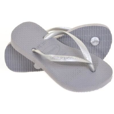 Tongs Havaianas Slim pour Femme - Gris - Logo en relief - Semelle intérieure en relief riz Gris - Publicité Tongs Havaianas Slim pour Femme - Gris - Logo en relief - Semelle intérieure en relief riz Gris - Publicité