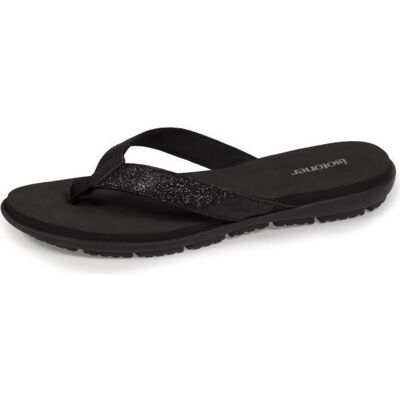 Isotoner Tongs confortables et détail tiges à paillettes noir femme Noir - Publicité Isotoner Tongs confortables et détail tiges à paillettes noir femme Noir - Publicité