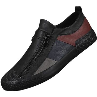 Sneakers Homme Similicuir Fermeture éclair Casual Aéré Basse Mode - Noir - INSFITY - Plat - Zip Noir - Publicité Sneakers Homme Similicuir Fermeture éclair Casual Aéré Basse Mode - Noir - INSFITY - Plat - Zip Noir - Publicité