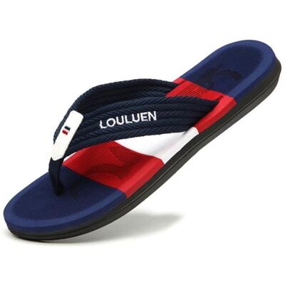 FONDUPIN Tongs HommeTongs Homme de Piscine et Plage Caoutchouc AntidérapanteTongs Mixte adapté à la Douche de Vacances-Bleu Blanc - Publicité FONDUPIN Tongs HommeTongs Homme de Piscine et Plage Caoutchouc AntidérapanteTongs Mixte adapté à la Douche de Vacances-Bleu Blanc - Publicité