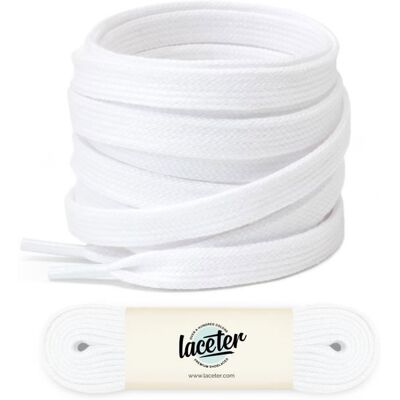 LACETER Lacets plats blanc 180 cm Largeur 8mm Lacet blanc pour baskets et chaussures Blanc - Publicité LACETER Lacets plats blanc 180 cm Largeur 8mm Lacet blanc pour baskets et chaussures Blanc - Publicité